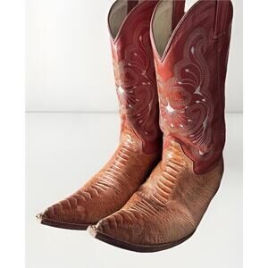 Red Diamond Ostrich Cowboy Boots Mens 10.5 D Brown Western Exotic Leather